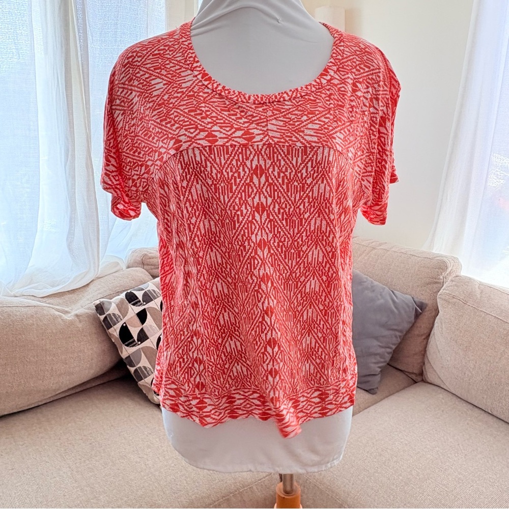6for$20❤️Bunble Item! Old Navy Coral Colored Patterned Short Sleeve Tee